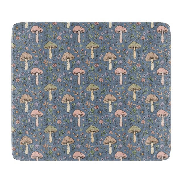 Deep Slate Gray Fungi Minimalist Moody Gift Cutting Board (Front)