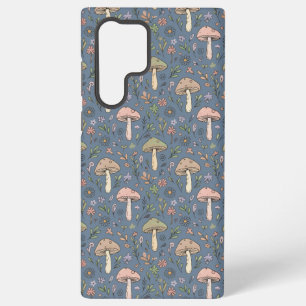 Deep Slate Gray Fungi Seamless Pattern Dark Academ Samsung Galaxy Case