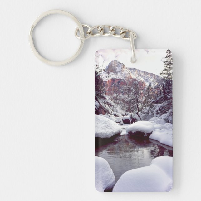Deep snow at Middle Emerald Pools Key Ring (Front)