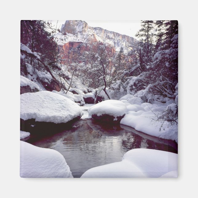 Deep snow at Middle Emerald Pools Magnet (Front)
