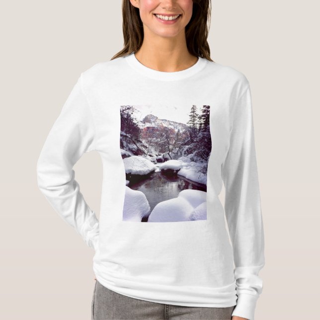 Deep snow at Middle Emerald Pools T-Shirt (Front)
