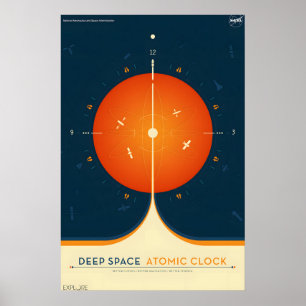 Deep Space Atomic Clock - NASA Retro Style Travel Poster