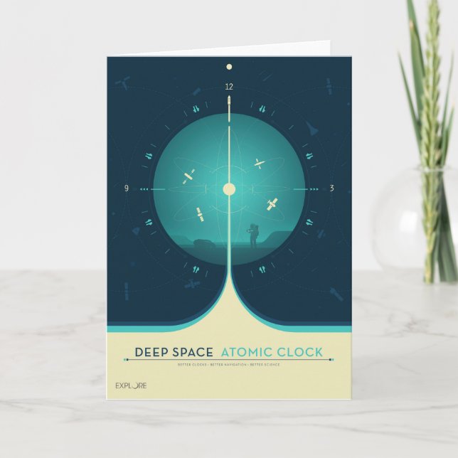 Deep Space Atomic Clock Poster, Blue Version. Card (Front)