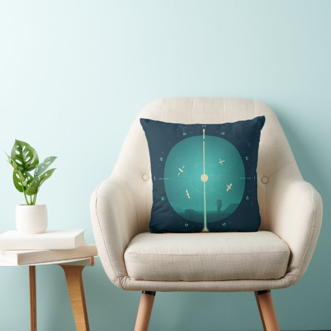 Deep Space Atomic Clock Poster, Blue Version. Cushion (Chair)