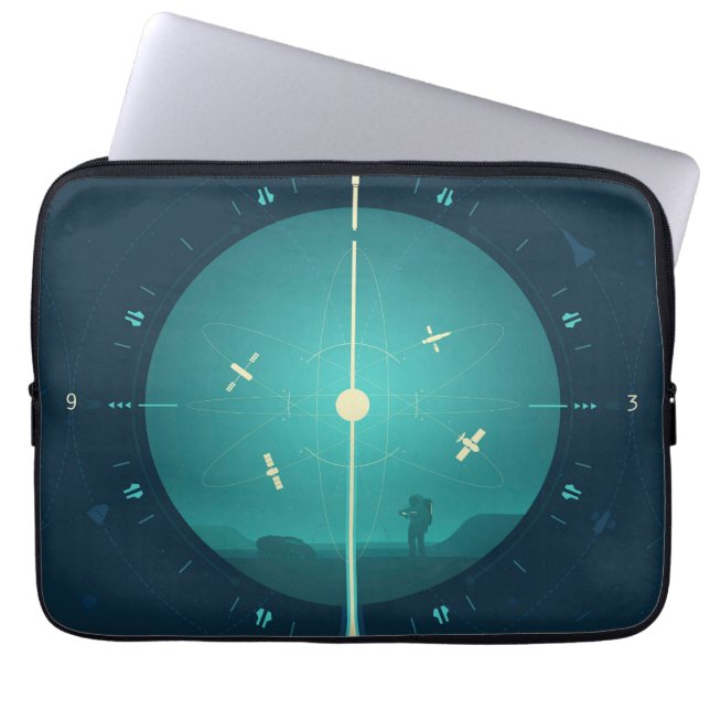 Deep Space Atomic Clock Poster, Blue Version. Laptop Sleeve (Front)