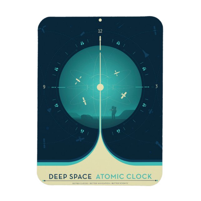 Deep Space Atomic Clock Poster, Blue Version. Magnet (Vertical)
