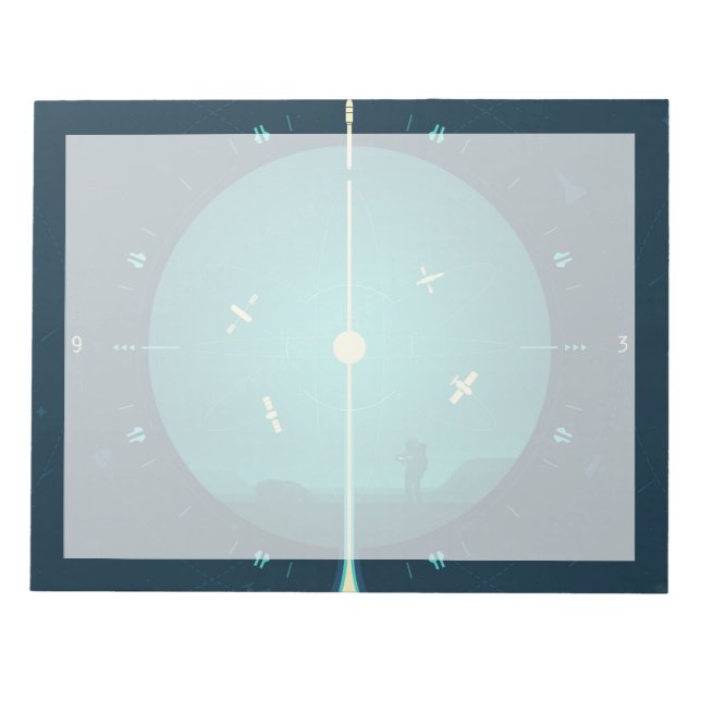Deep Space Atomic Clock Poster, Blue Version. Notepad (Front)