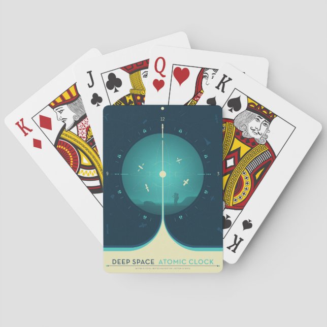 Deep Space Atomic Clock Poster, Blue Version. Playing Cards (Back)