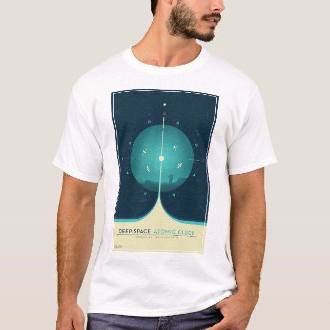 Deep Space Atomic Clock Poster, Blue Version. T-Shirt (Front)