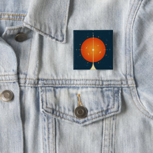 Deep Space Atomic Clock Poster, Orange Version. 15 Cm Square Badge