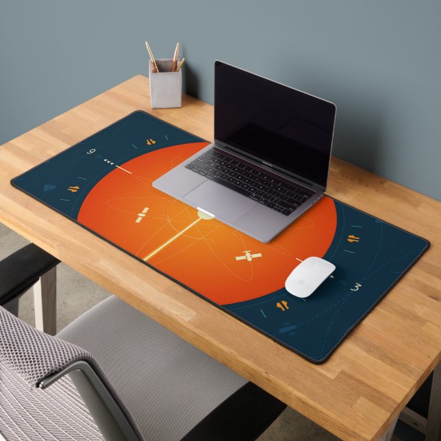 Deep Space Atomic Clock Poster, Orange Version. Desk Mat (Office 2)