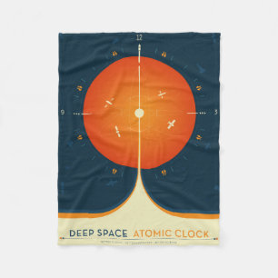 Deep Space Atomic Clock Poster, Orange Version. Fleece Blanket