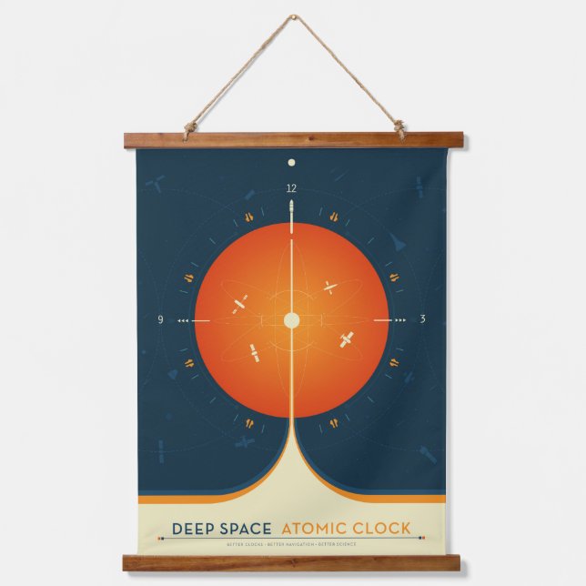 Deep Space Atomic Clock Poster, Orange Version. Hanging Tapestry (Front)