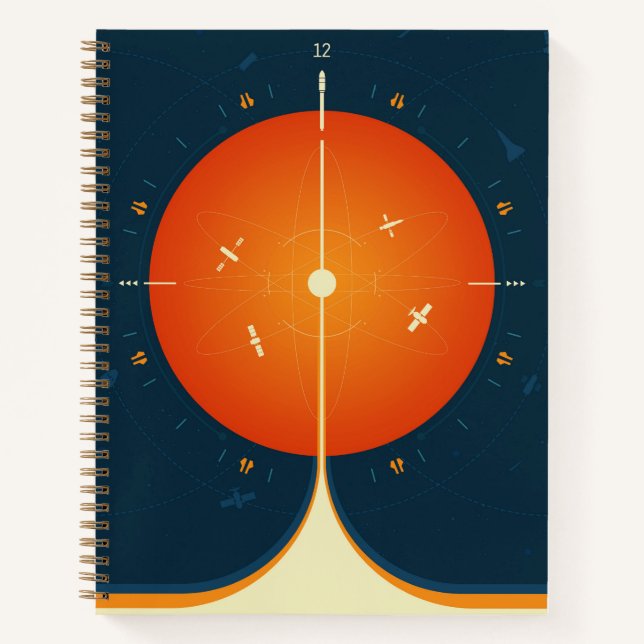 Deep Space Atomic Clock Poster, Orange Version. Notebook (Front)