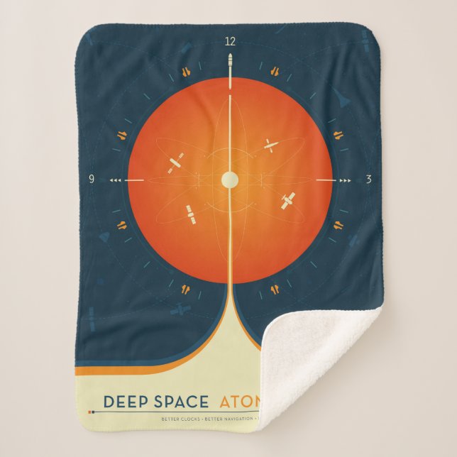 Deep Space Atomic Clock Poster, Orange Version. Sherpa Blanket (Front)