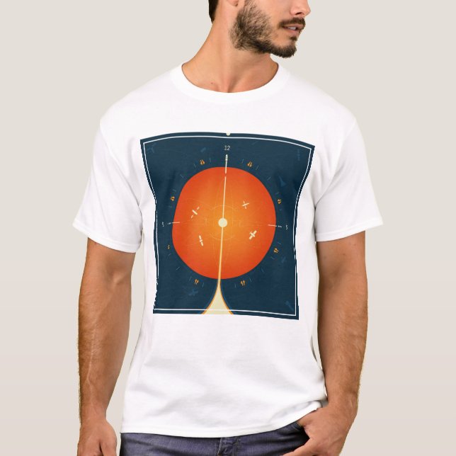 Deep Space Atomic Clock Poster, Orange Version. T-Shirt (Front)
