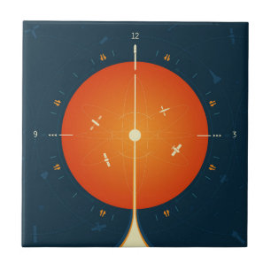 Deep Space Atomic Clock Poster, Orange Version. Tile