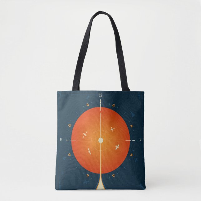Deep Space Atomic Clock Poster, Orange Version. Tote Bag (Front)