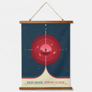 Deep Space Atomic Clock Poster, Red Version. Hanging Tapestry