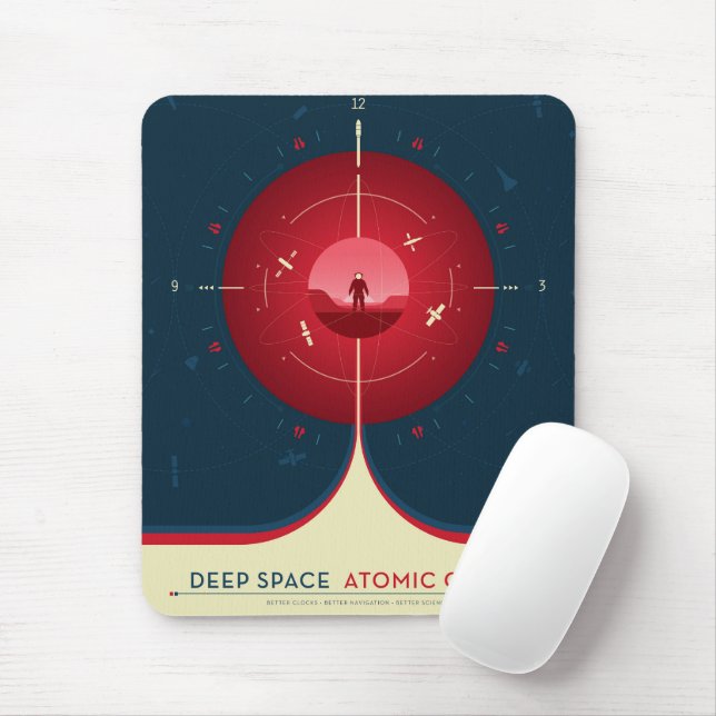 Deep Space Atomic Clock Poster, Red Version. Mouse Mat (With Mouse)
