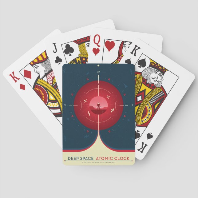 Deep Space Atomic Clock Poster, Red Version. Playing Cards (Back)