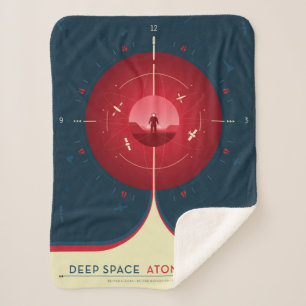 Deep Space Atomic Clock Poster, Red Version. Sherpa Blanket