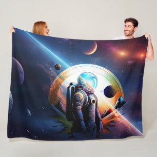 Deep Space Explorer In Modern Space Suit Fleece Blanket