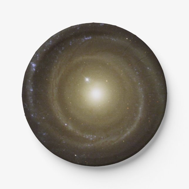 Deep Space Golden Spiral Galaxy Paper Plate (Front)