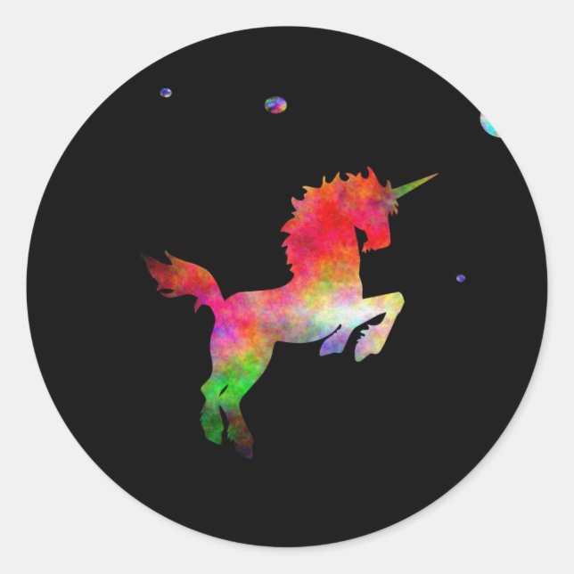Deep Space Multi-hued Unicorn Classic Round Sticker (Front)