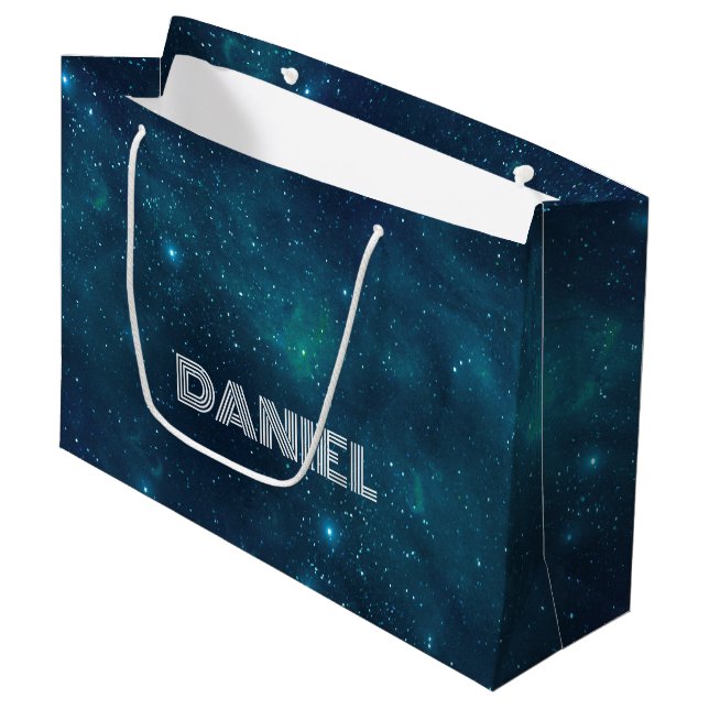 Deep Space Personalised Large Gift Bag (Front Angled)