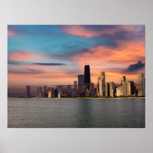 Deep Sunset Chicago Print Poster Paper (Matte)
