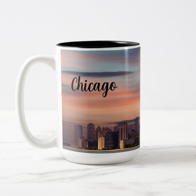 Deep Sunset Chicago Two-Tone Coffee Mug (Left)