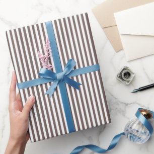 Deep Taupe & White Stripes Wrapping Paper