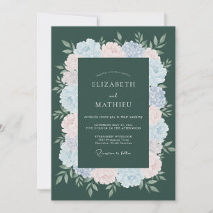 Deep Teal Blossom Wedding Invitation