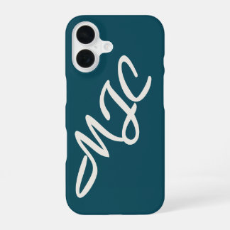 Deep Teal Blue Custom Monogram iPhone 16 Case