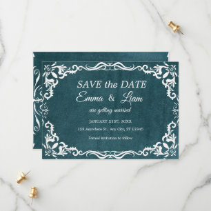Deep Teal Blue Talavera Mexican Wedding Save The Date