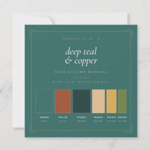 Deep Teal & Copper Wedding Colour Palette Card