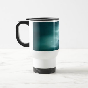 Deep Teal & Emerald Abstract Fluid Art Travel Mug