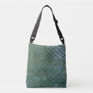Deep teal faux leather embossed detailing crossbody bag