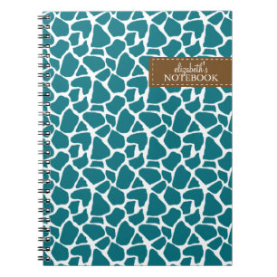 Deep Teal Giraffe Pattern Notebook