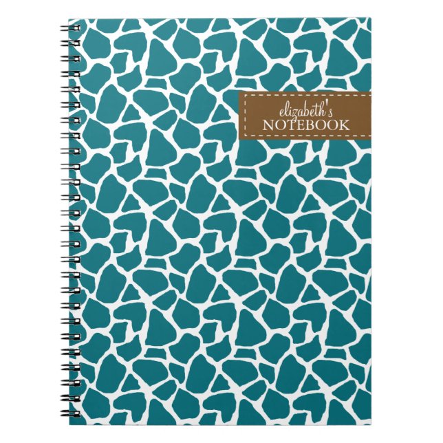 Deep Teal Giraffe Pattern Notebook (Front)