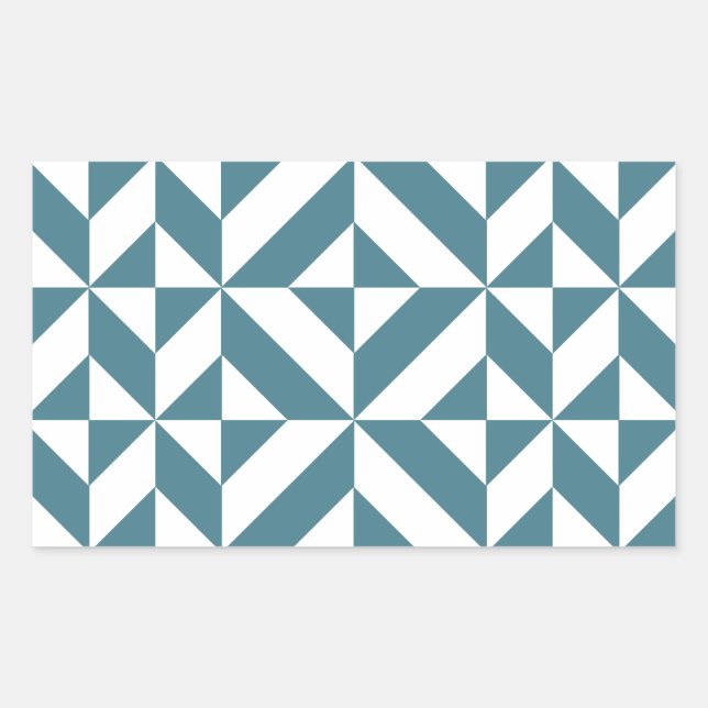 Deep Teal Green Geometric Deco Cube Pattern Rectangular Sticker (Front)