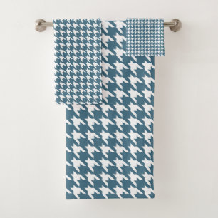 deep teal houndstooth bath towel set