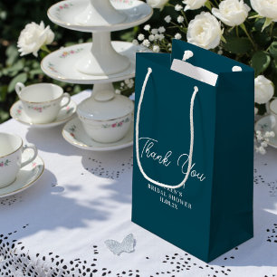 Deep Teal Minimalist Bridal Shower Thank You Small Gift Bag