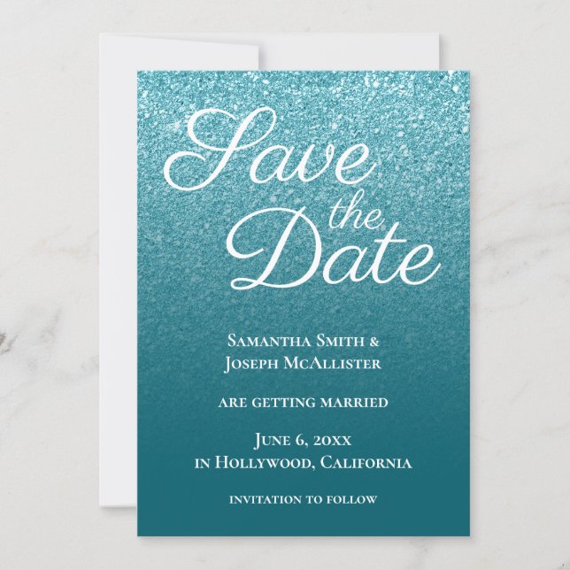 Deep Teal Modern Gradient Save The Date (Front)