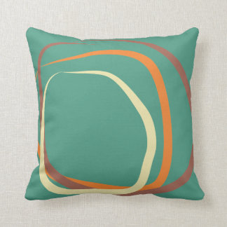 Deep Teal Pillow w/ dusty pink, orange & white