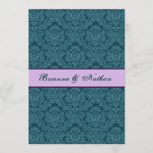 DEEP TEAL & PURPLE Damask Wedding Invitation