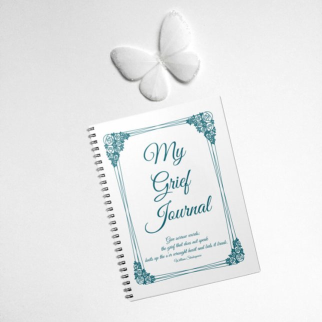 Deep Teal Rose Cluster Border Grief Journal (Creator Uploaded)