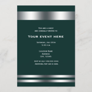 Deep Teal & Silver Elegant Dinner Party Event Invitation