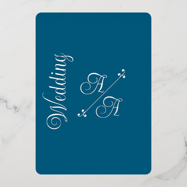 Deep Teal Solid Colour Silver Foil  (Front)